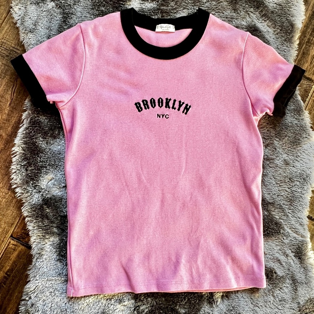 John Galt Pink & Black Brooklyn Short Sleeve T-shirt